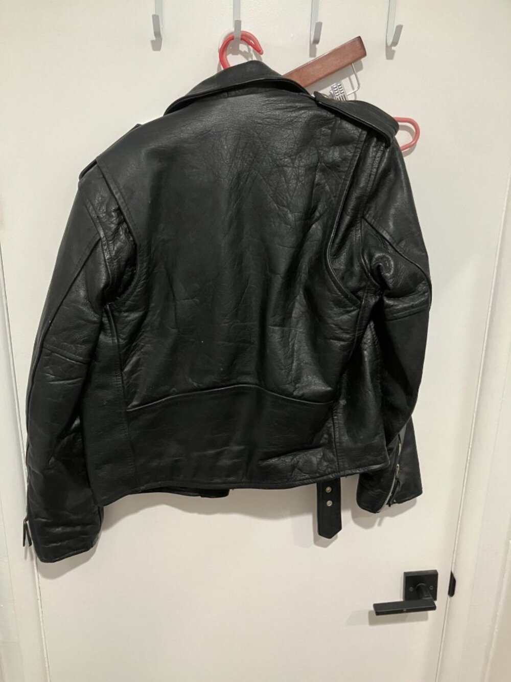 New Age International Women's Vintage Leather Biker Jacket, Black, Size 38, Punk - Picture 2 of 5